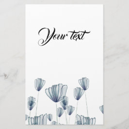 Blåa blommor vattenfärg brevpapper
