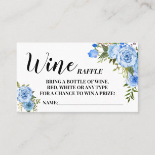 Blåa blommor Vin Raffle Biljett Möhippa kort