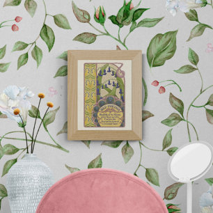 Blåa blommor Vintage Art nouveau Stil Poster