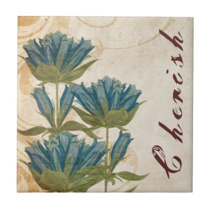 Blåa blommor Vintage bröllop Kakelplatta