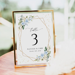 Blåa blommor, vita blommor, Boho, Bordsnumren Bordsnummer