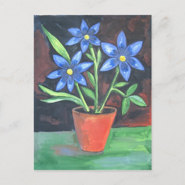 Blåa blommor vykort (Framsida)