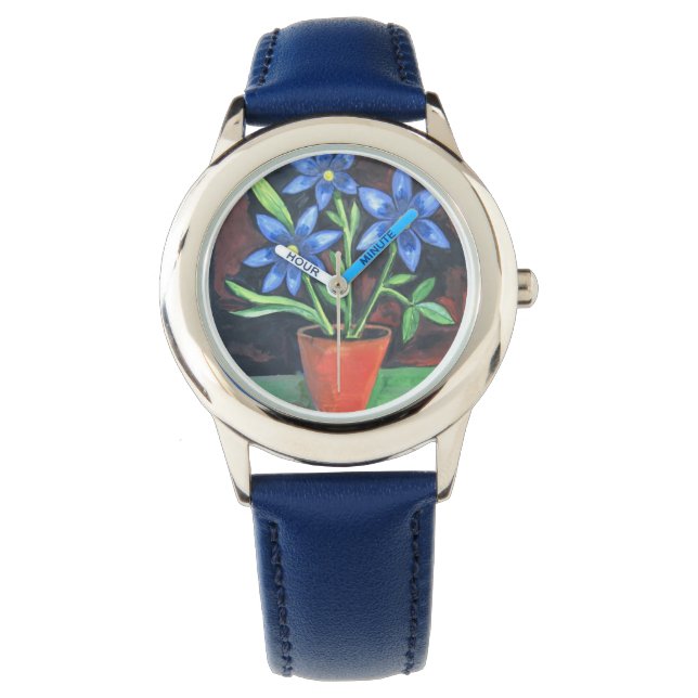 Blåa blommor Watch Armbandsur (Framsida)