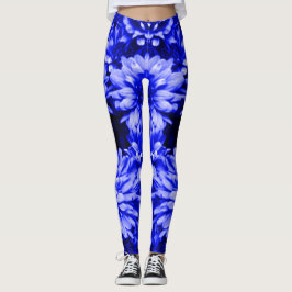 Blåa blommordamasker leggings