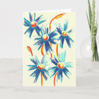 Blåa blommorhälsningkort kort