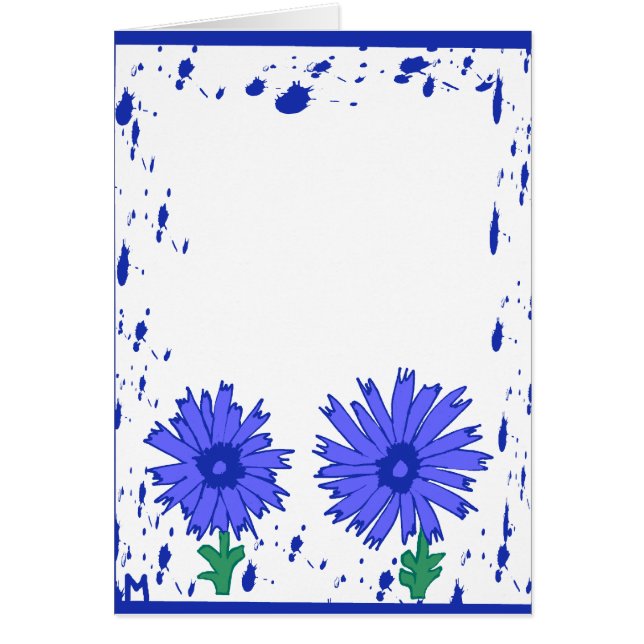 blåa blommorkort hälsningskort (Framsidan)
