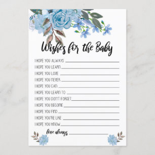 Blåa blommorönskemål för baby showerkorten inbjudningar
