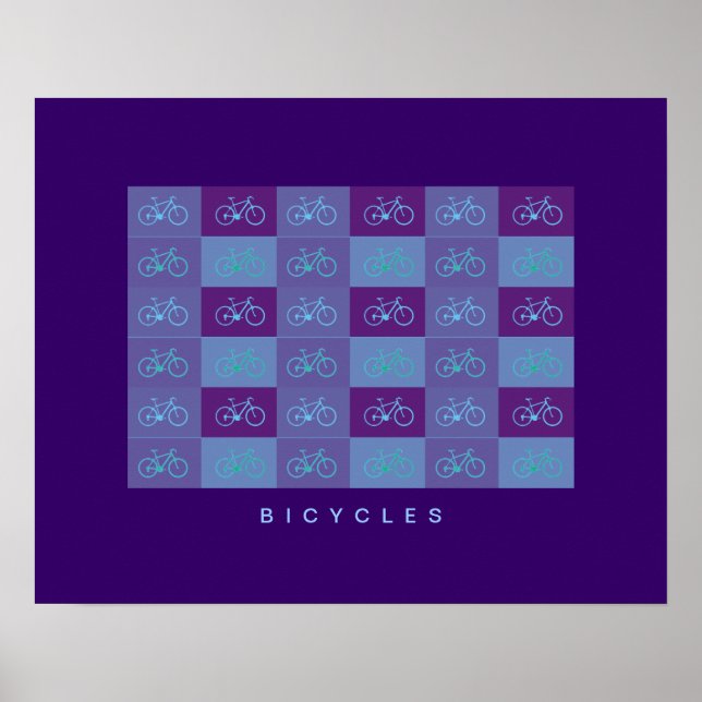blåa cyklar som patrerar utskrift poster (Framsidan)