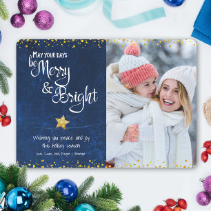 Blåa dagar ska vara ett nyttigt foto av Bright Gul Julkort