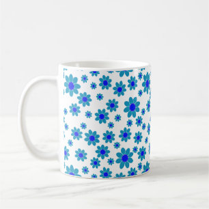Blåa Daisy Blommigt Upprepande Daisy Mönster Kaffemugg