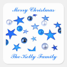 Blåa dekorationer av Dekoration med text Fyrkantigt Klistermärke