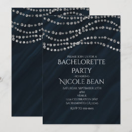 Blåa & Diamant Glamour Bling Festinladningar Inbjudningar