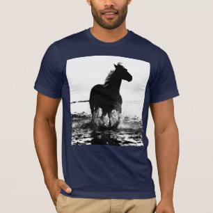 Blåa Eleganten Modern Running Horse Pop Art T Shirt