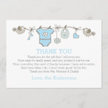 Blåa elegantens babygokläder tack för BABY SHOWER