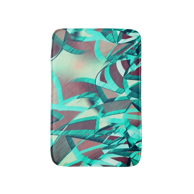 Blåa eller cyan slår uppåt rött, nedtonad bild badrumsmatta (Framsidan (Vertikal))