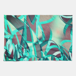 Blåa eller cyan slår uppåt rött, nedtonad bild kökshandduk