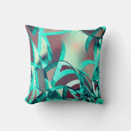 Blåa eller cyan-streaks över röd, förbryllad bild kudde