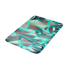 Blåa eller cyan-streaks på röd, förskuren bild badrumsmatta