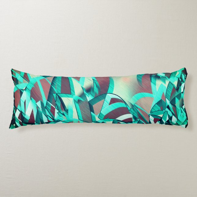 Blåa eller cyan-streaks på röd, förskuren bild kroppskudde (Framsidan)