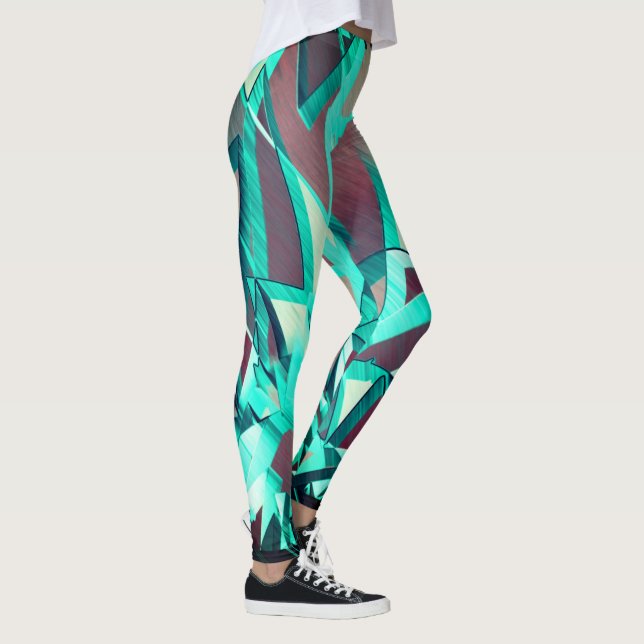 Blåa eller cyan-streaks på röd, förskuren bild leggings (Höger)