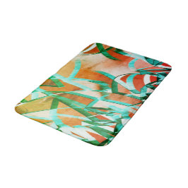 Blåa eller cyanstreak över den röda, röda orangen badrumsmatta