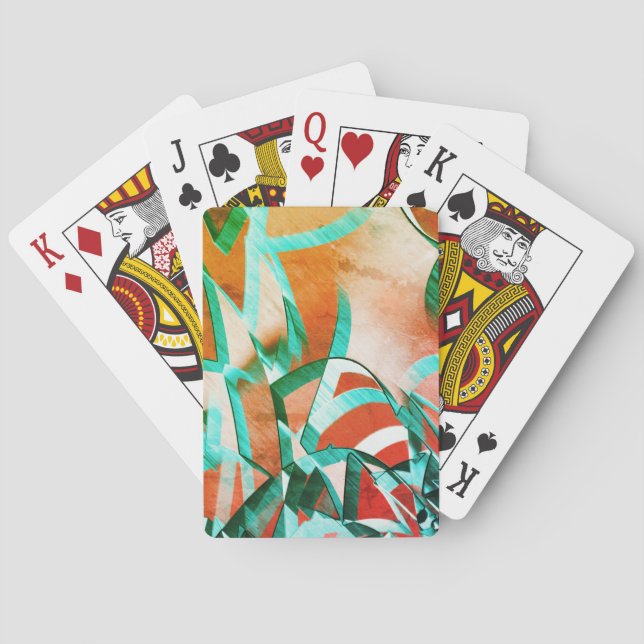 Blåa eller cyanstreak över den röda, röda orangen casinokort (Baksidan)