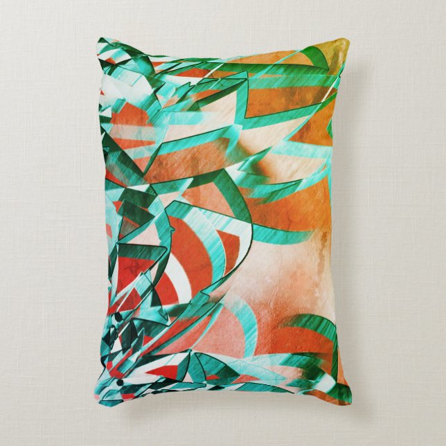 Blåa eller cyanstreak över den röda, röda orangen prydnadskudde (Framsidan(Vertikal))