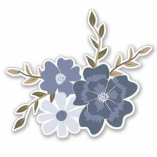 Blåa enkla vinblommor botaniska klistermärken