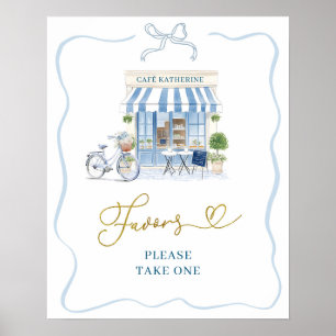 Blåa favoriter i Coquette Parisian Cafe Fransk Pos Poster