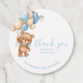 Blåa favorittaggar för Nalle på födelsedagen Gåvor Etiketter