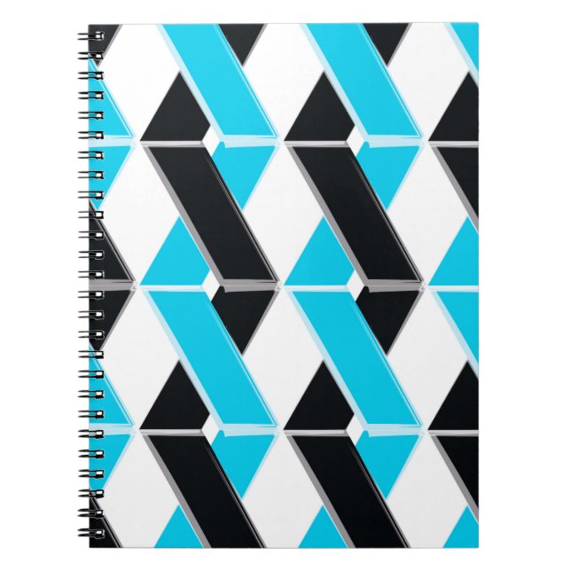 Blåa, feta, coola, trendigets formade geometriska  anteckningsbok (Framsidan)