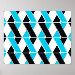 Blåa, feta, coola, trendigets formade geometriska poster