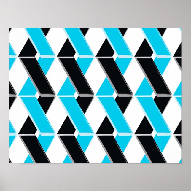 Blåa, feta, coola, trendigets formade geometriska  poster (Framsidan)