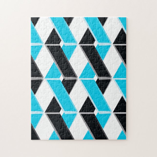 Blåa, feta, coola, trendigets formade geometriska  pussel (Vertikal)