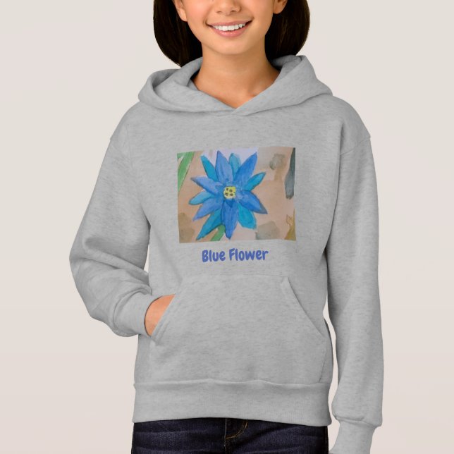 Blåa flickors hoodie t shirt (Framsida)
