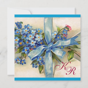 BLÅA FORGET ME NOTS MONOGRAM, BRÖLLOPSFÖLJARE INBJUDNINGAR