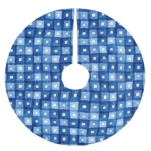 Blåa fyrkanter, vattenfärgsfärgssolmosaik. julgransmatta borstad polyester