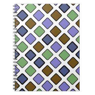 Blåa geometriska diagonala kvadrater anteckningsbok med spiral