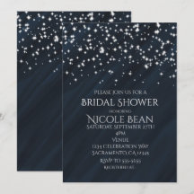 Blåa & gnistrande stjärnor Eleganta glamour-inbjud