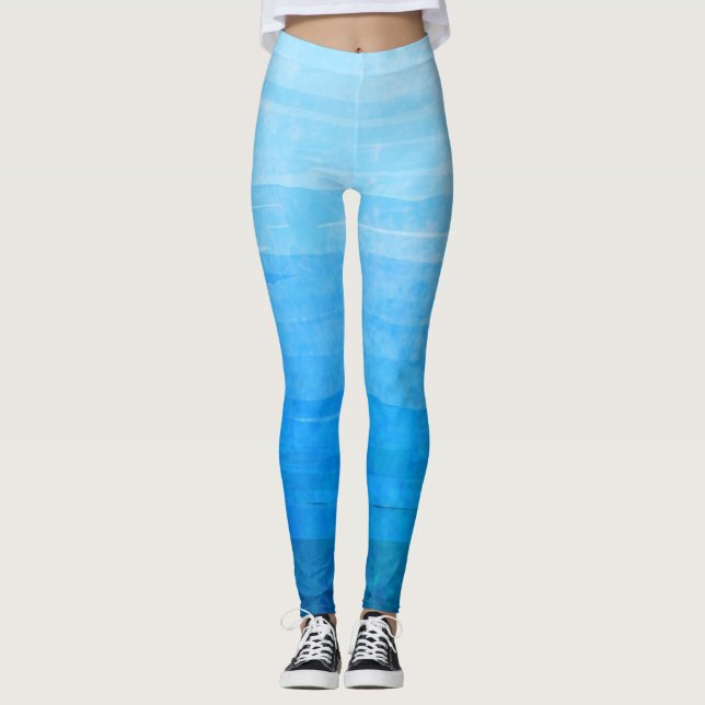 Blåa gradientränder bleknade leggings (Framsida)