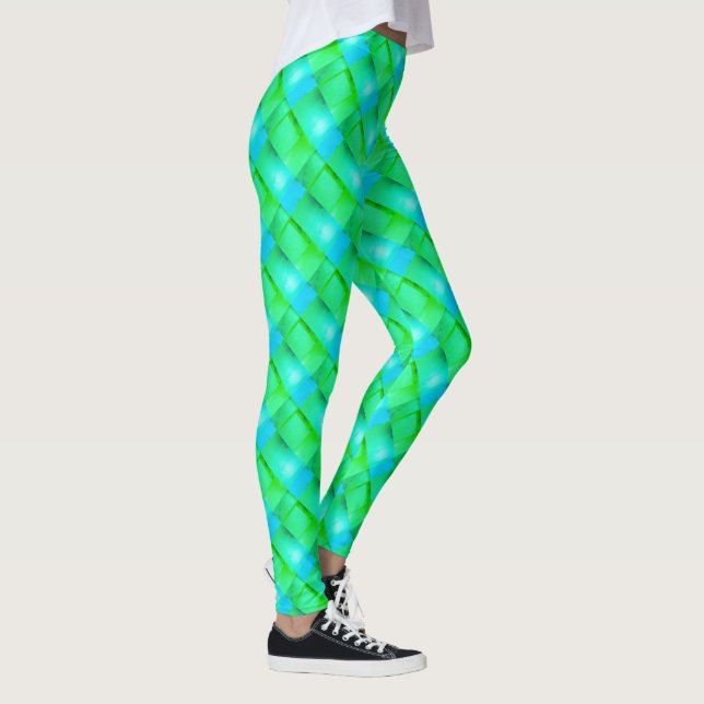 Blåa gröntens böjda rektanglar eller rand som är t leggings (Höger)