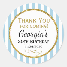 Blåa Guld-födelsedagsetiketter som kommer från fav Runt Klistermärke