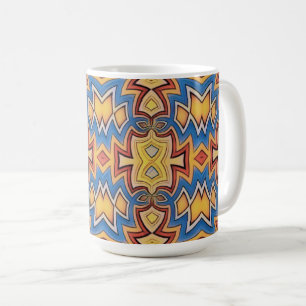 Blåa, Gult och Orange sydöstra Inspired-former Kaffemugg