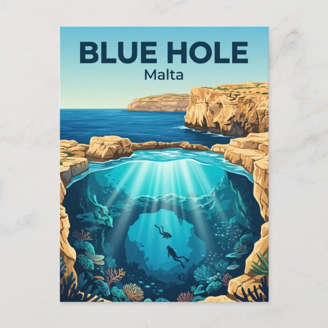 Blåa hål, Gozo Malta Vykort (Framsida)
