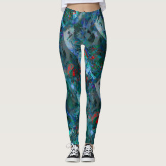 Blåa havsflöden Abstrakt Leggings - v2
