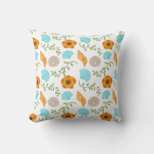 Blåa havsskal Sjösnigel Orange Blomma Kudde