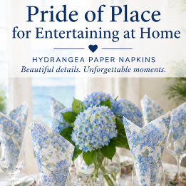 Blåa Hortensia Blommiga Lunchservetter Pappersservett