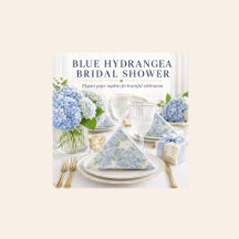 Blåa Hortensia Blommiga Lunchservetter