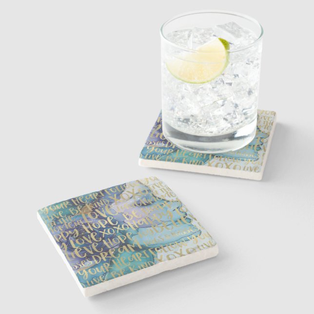 Blåa infunderade citattecken för kvinnlig Ansikte  Stenunderlägg (Sidan)