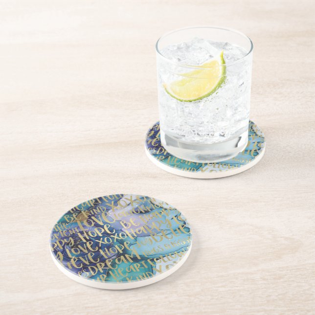 Blåa infunderade citattecken för kvinnlig Ansikte  Underlägg (Sidan)